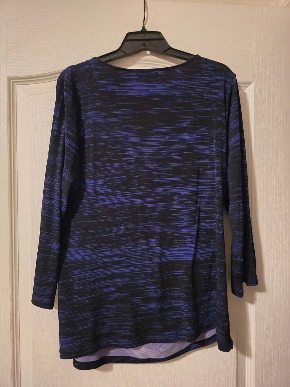 Calvin Klein Cowl Neck 3/4 Sleeve Top Blue Black Abstract Print Large - Picture 3 of 3